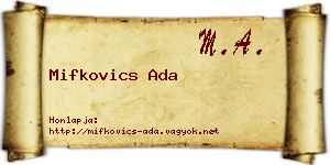Mifkovics Ada névjegykártya